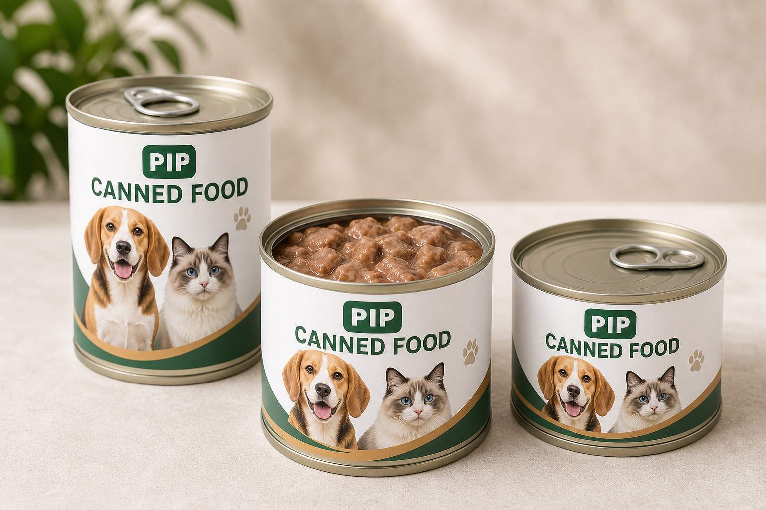 Pet canned food and treats product display